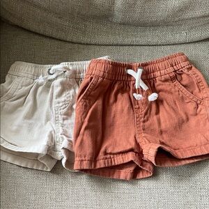 Baby Cotton Shorts Set - White and Rust